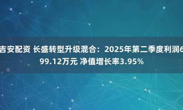 吉安配资 长盛转型升级混合：2025年第二季度利润699.12万元 净值增长率3.95%