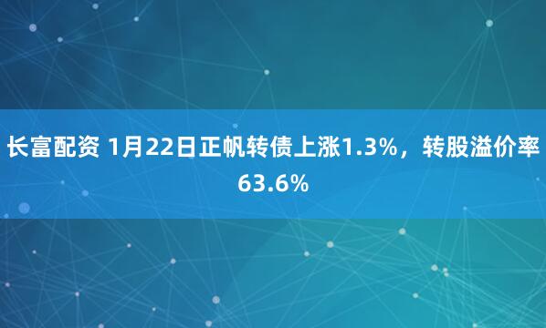 长富配资 1月22日正帆转债上涨1.3%，转股溢价率63.6%